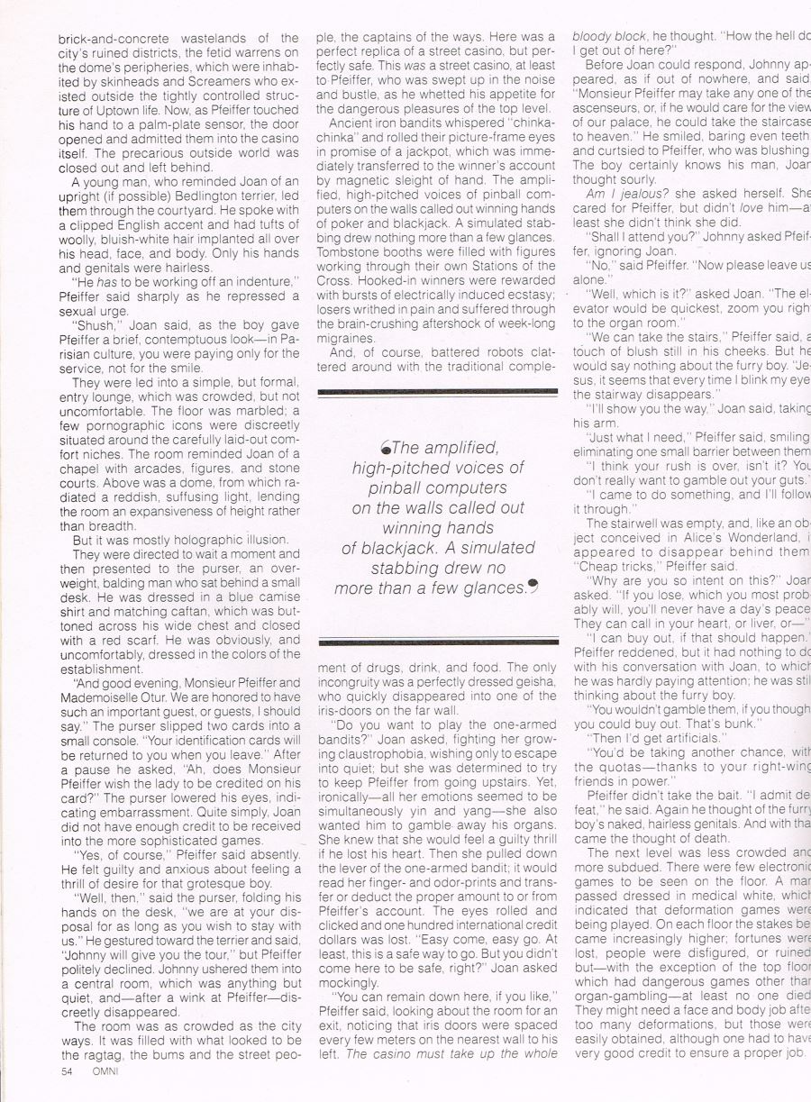 William Flew Omni Magazine Jack Dann Blind Shemmy page 2